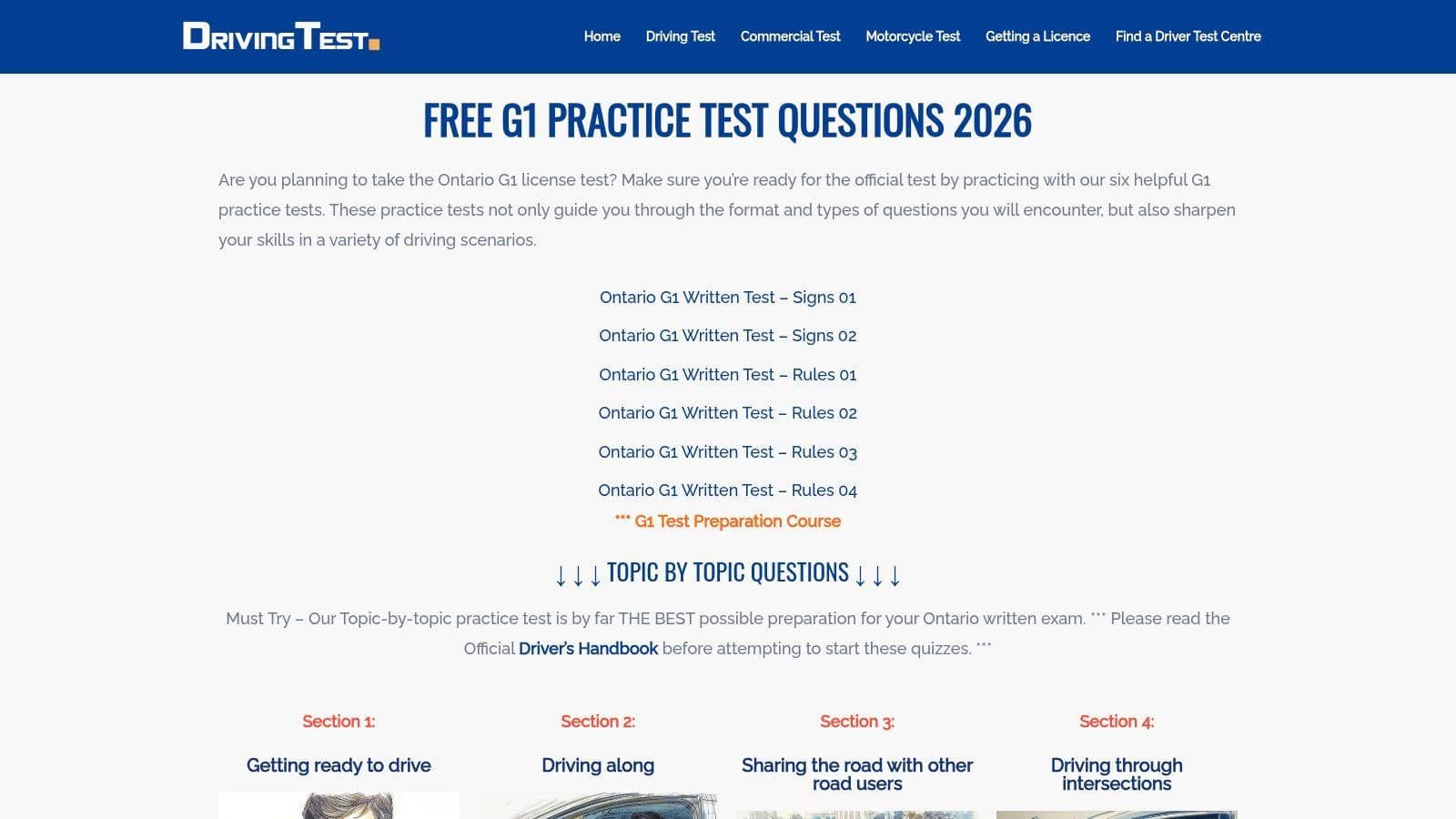DrivingTest.ca, Ontario G1 Practice